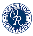 Ocean Ridge Plantation logo featuring the initials "OR" in white on a blue circle, often associated with home builder services.